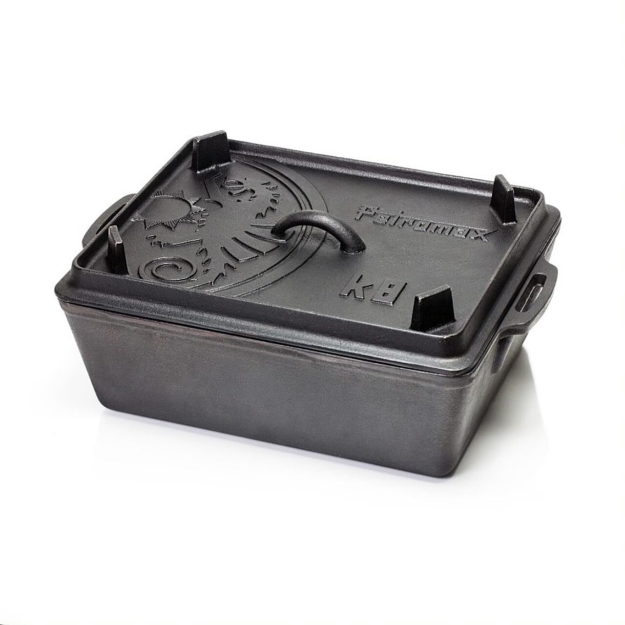 Petromax Loaf Pan with Lid, Large Cast Iron Bakeware Pan with Handles for Campfire or Home Kitchen, Pre-Seasoned, Can Also Use Lid for Cooking